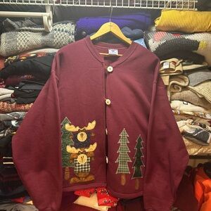 Womens Vintage Nature Cabincore Button Front Cardigan Sweater Size Large